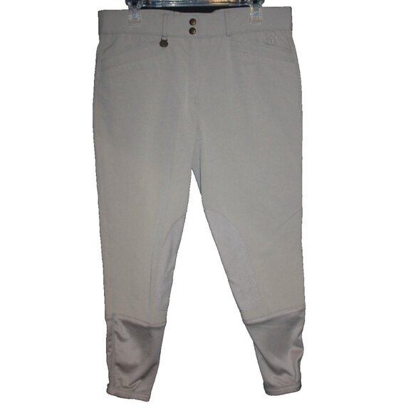 Ovation Riding Breeches Horse Pants Woman's Size 34R Gray Beige Canvas - Picture 1 of 2